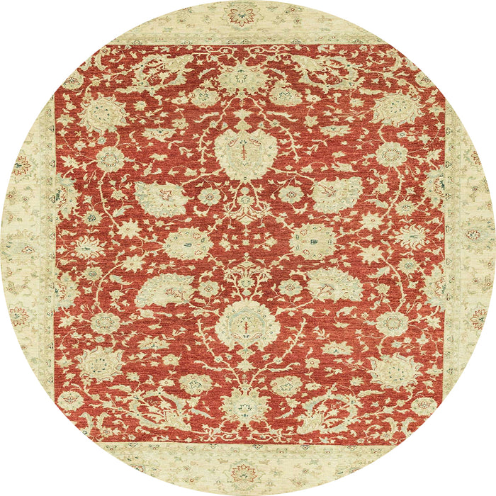 Round Machine Washable Abstract Bright Orange Rug, wshabs2424