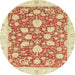 Round Machine Washable Abstract Bright Orange Rug, wshabs2424