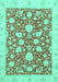 Machine Washable Oriental Turquoise Traditional Area Rugs, wshabs2424turq