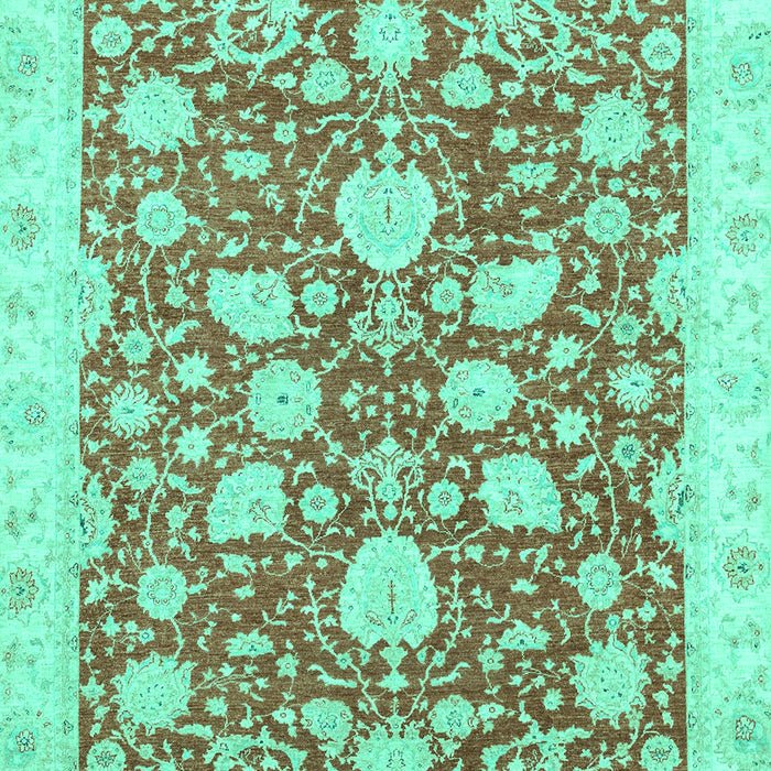 Machine Washable Oriental Turquoise Traditional Area Rugs, wshabs2424turq