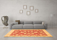 Machine Washable Oriental Orange Traditional Rug, wshabs2424org