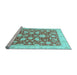 Sideview of Machine Washable Oriental Light Blue Traditional Rug, wshabs2424lblu