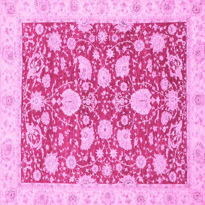 Square Machine Washable Oriental Pink Traditional Rug, wshabs2424pnk