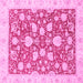 Square Machine Washable Oriental Pink Traditional Rug, wshabs2424pnk