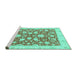 Sideview of Machine Washable Oriental Turquoise Traditional Area Rugs, wshabs2424turq