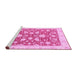 Sideview of Machine Washable Oriental Pink Traditional Rug, wshabs2424pnk