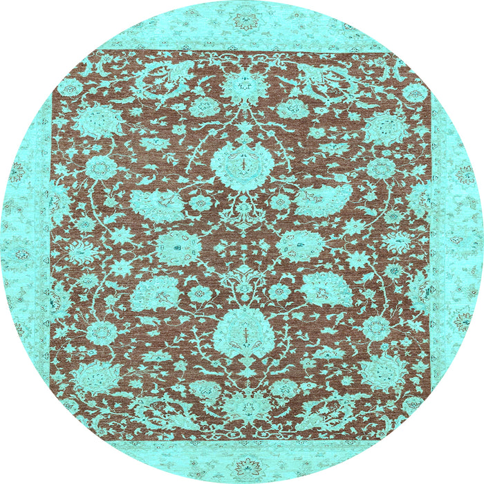 Round Oriental Light Blue Traditional Rug, abs2424lblu