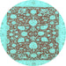 Round Oriental Light Blue Traditional Rug, abs2424lblu