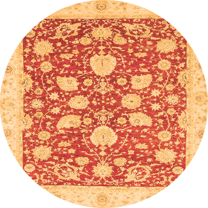 Round Oriental Orange Traditional Rug, abs2424org