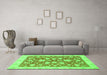 Machine Washable Oriental Green Traditional Area Rugs in a Living Room,, wshabs2424grn