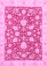 Machine Washable Oriental Pink Traditional Rug, wshabs2424pnk