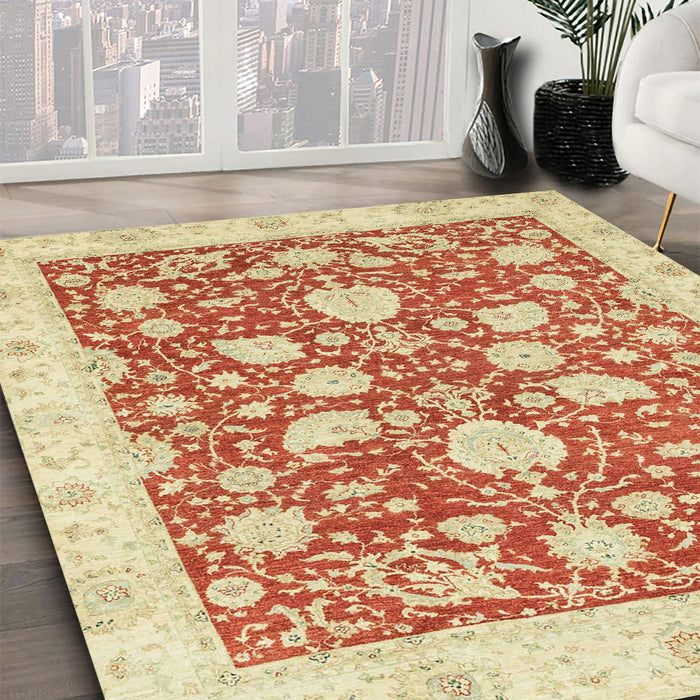 Machine Washable Abstract Bright Orange Rug in a Family Room, wshabs2424