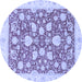 Round Oriental Blue Traditional Rug, abs2424blu