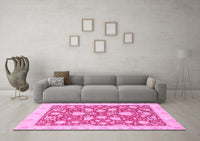 Machine Washable Oriental Pink Traditional Rug, wshabs2424pnk