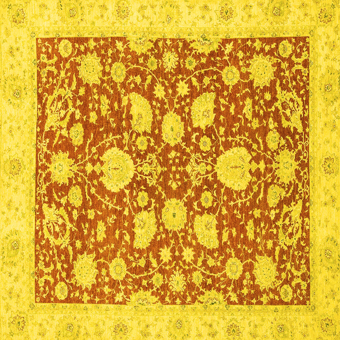 Square Machine Washable Oriental Yellow Traditional Rug, wshabs2424yw