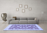 Machine Washable Oriental Blue Traditional Rug, wshabs2424blu