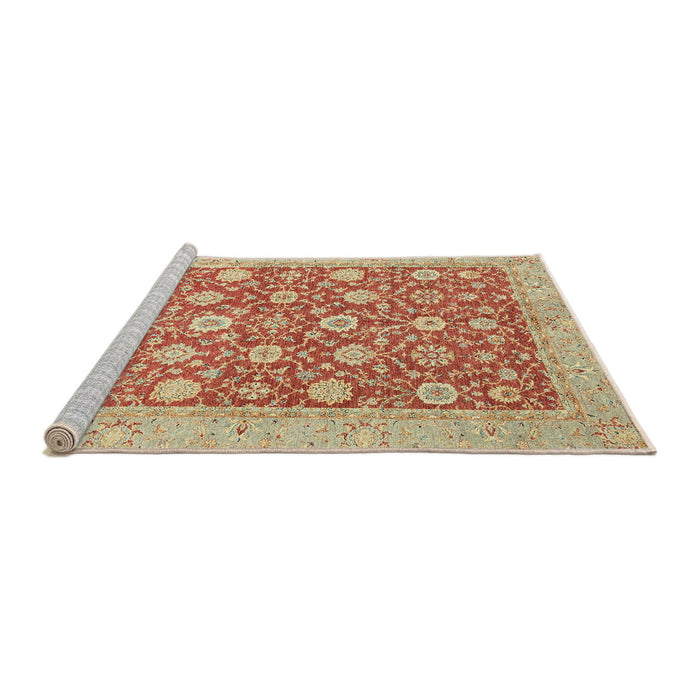Sideview of Machine Washable Abstract Red Rug, wshabs2425