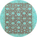 Round Oriental Light Blue Traditional Rug, abs2425lblu