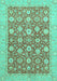 Machine Washable Oriental Turquoise Traditional Area Rugs, wshabs2425turq