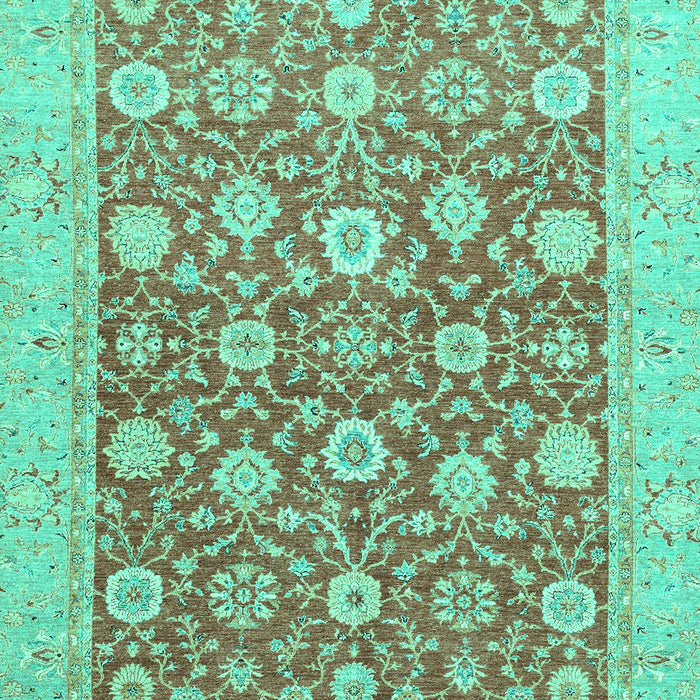 Machine Washable Oriental Turquoise Traditional Area Rugs, wshabs2425turq