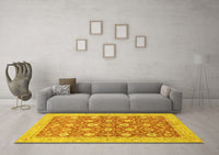 Machine Washable Oriental Yellow Traditional Rug, wshabs2425yw