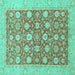 Square Oriental Turquoise Traditional Rug, abs2425turq