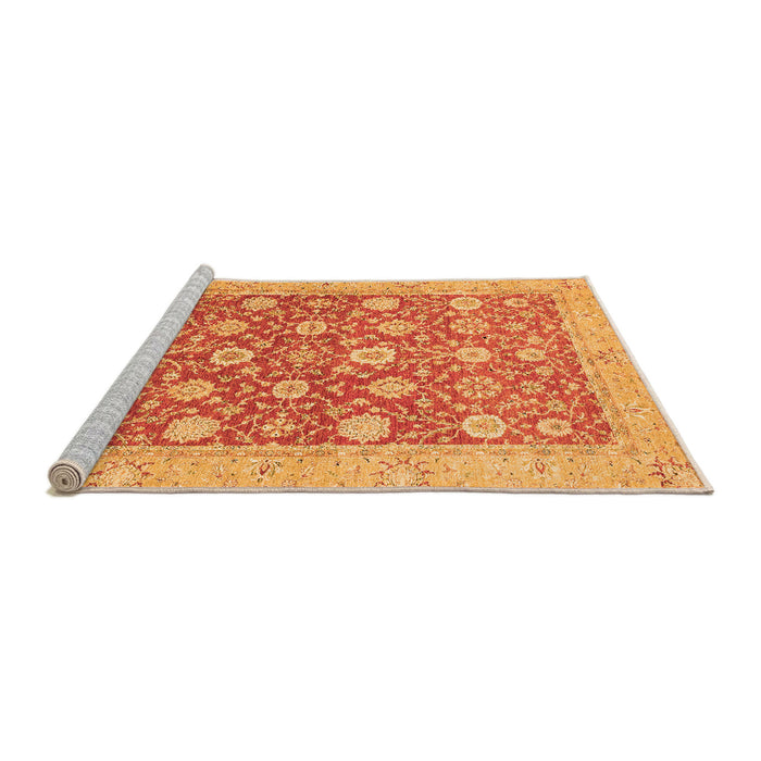 Sideview of Machine Washable Oriental Orange Traditional Area Rugs, wshabs2425org