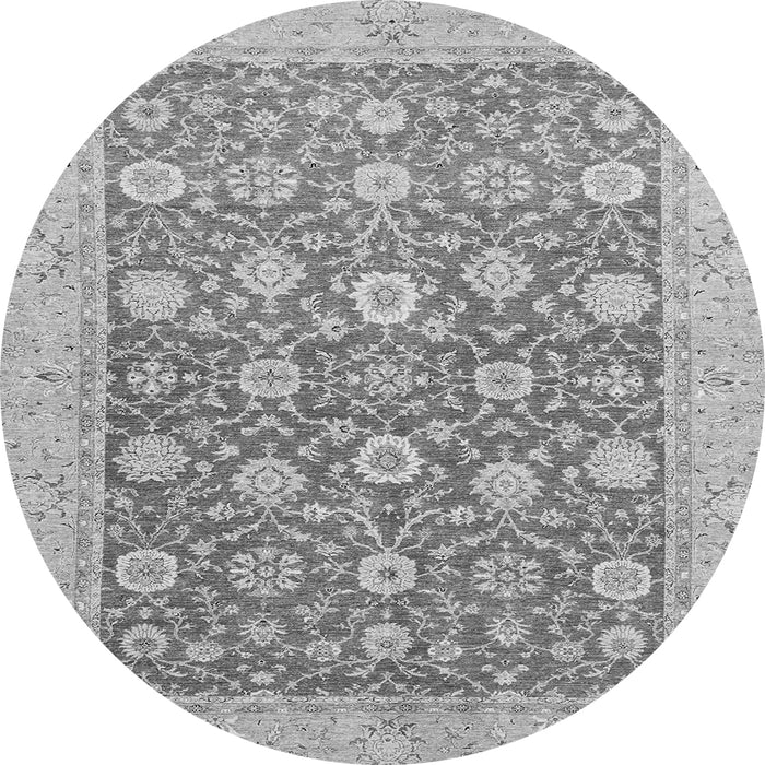Round Machine Washable Oriental Gray Traditional Rug, wshabs2425gry