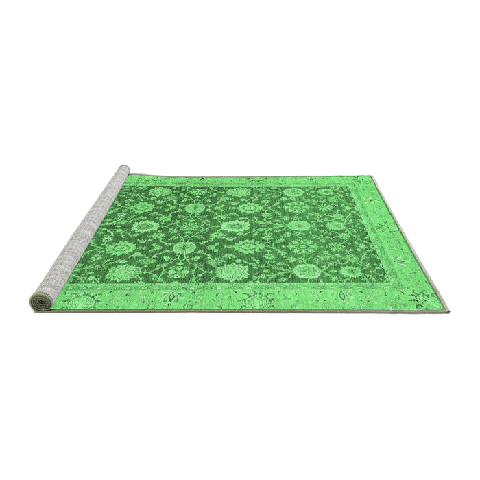 Sideview of Machine Washable Oriental Emerald Green Traditional Area Rugs, wshabs2425emgrn