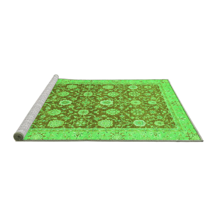 Sideview of Machine Washable Oriental Green Traditional Area Rugs, wshabs2425grn