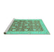 Sideview of Machine Washable Oriental Turquoise Traditional Area Rugs, wshabs2425turq