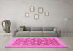 Machine Washable Oriental Pink Traditional Rug in a Living Room, wshabs2425pnk