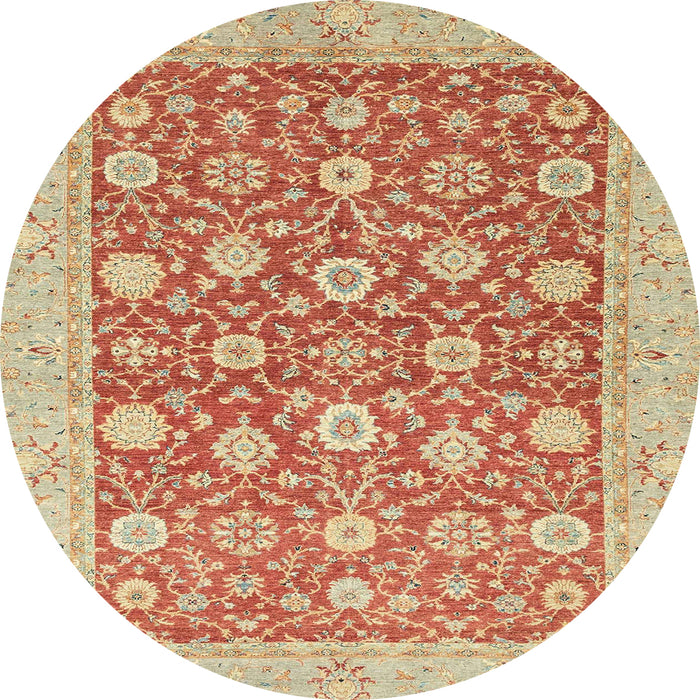 Round Abstract Red Oriental Rug, abs2425