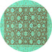 Round Oriental Turquoise Traditional Rug, abs2425turq