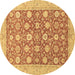 Round Oriental Brown Traditional Rug, abs2425brn