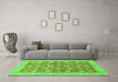 Machine Washable Oriental Green Traditional Area Rugs in a Living Room,, wshabs2425grn