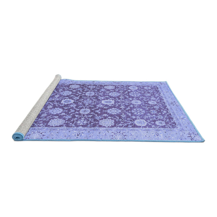 Sideview of Machine Washable Oriental Blue Traditional Rug, wshabs2425blu