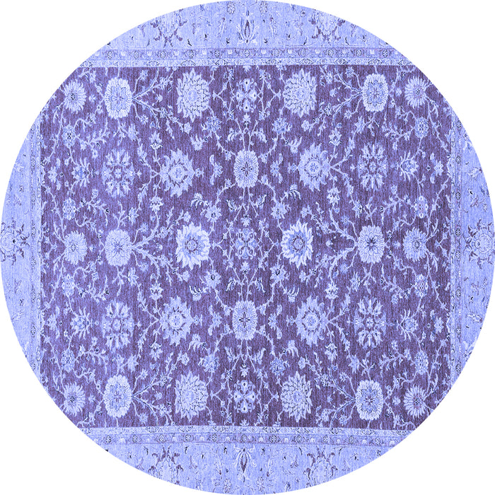 Round Machine Washable Oriental Blue Traditional Rug, wshabs2425blu