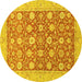 Round Oriental Yellow Traditional Rug, abs2425yw