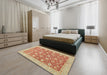 Abstract Red Oriental Rug in a Bedroom, abs2425