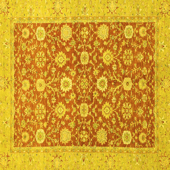 Square Machine Washable Oriental Yellow Traditional Rug, wshabs2425yw