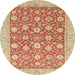 Round Machine Washable Abstract Red Rug, wshabs2425