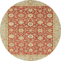 Round Abstract Orange Oriental Rug, abs2426