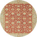 Round Abstract Orange Oriental Rug, abs2426