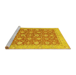 Sideview of Machine Washable Oriental Yellow Traditional Rug, wshabs2426yw