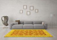 Machine Washable Oriental Yellow Traditional Rug, wshabs2426yw