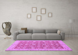 Machine Washable Oriental Purple Traditional Area Rugs in a Living Room, wshabs2426pur