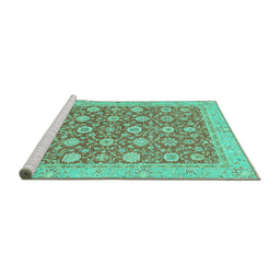 Sideview of Machine Washable Oriental Turquoise Traditional Area Rugs, wshabs2426turq