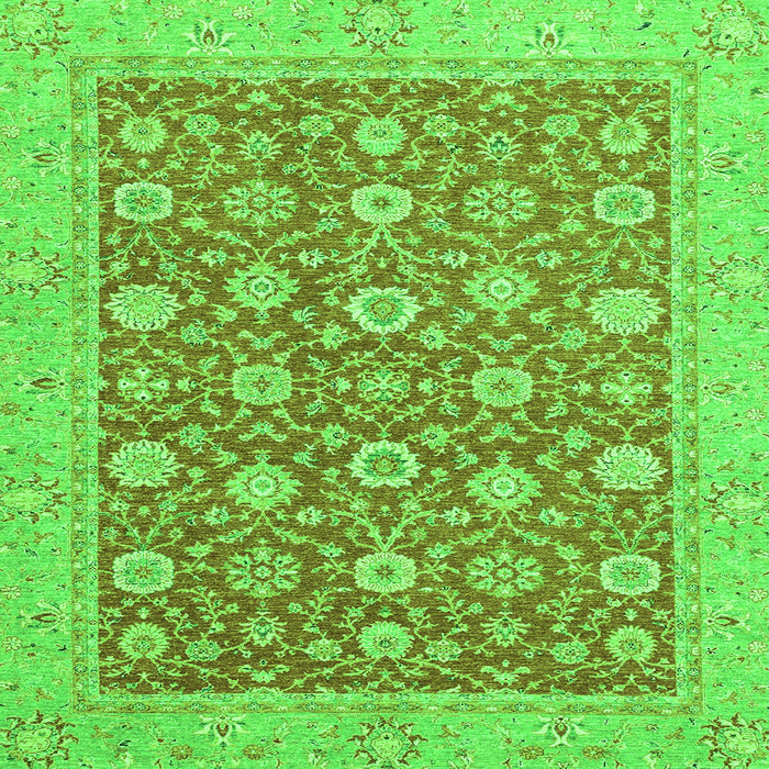 Square Oriental Green Traditional Rug, abs2426grn