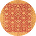 Round Oriental Orange Traditional Rug, abs2426org